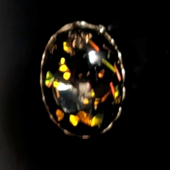 Vintage Ethiopian or Indonesian Opal Gold Tone Brooch Pin - Large Oval Cabochon - Picture 9 of 9